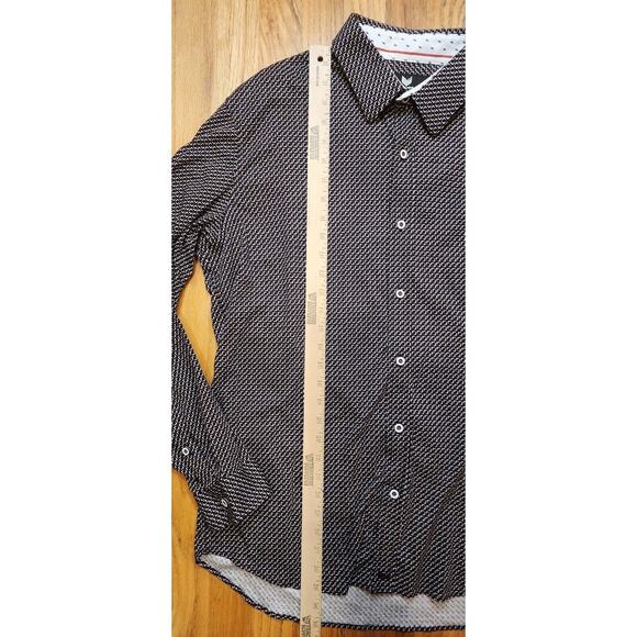 Butter Cloth Shirt Mens XL Regular Fit Geometric Long Sleeve Black Red White - Picture 4 of 8